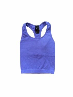 Purple Ribbed Crop Tank Top